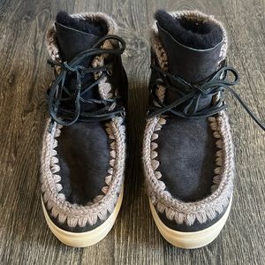Warm mou lace up booties